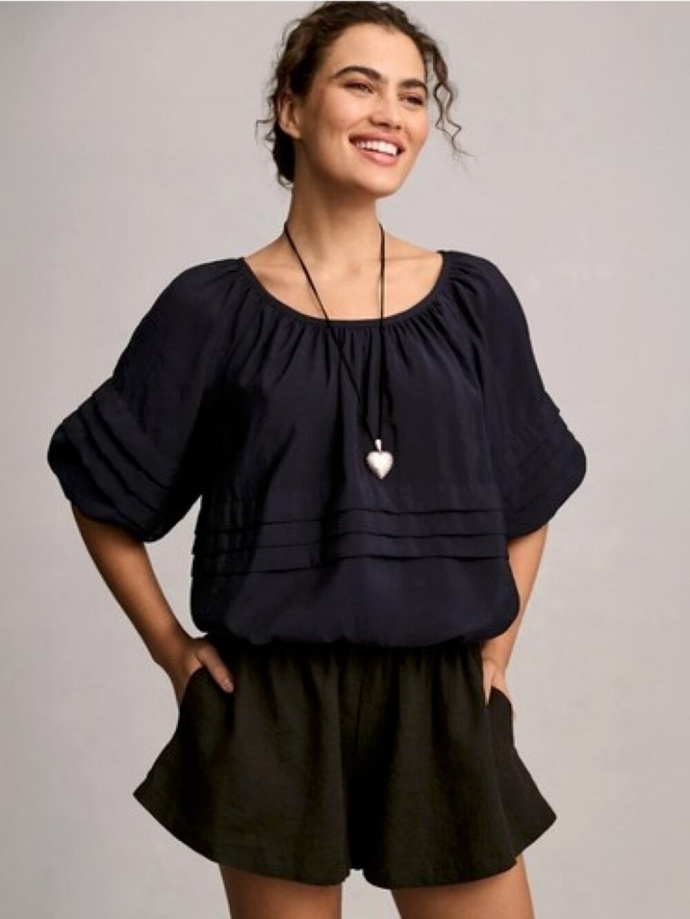 Anthropologie Maeve Short-Sleeve Bubble Tiered Top NWT